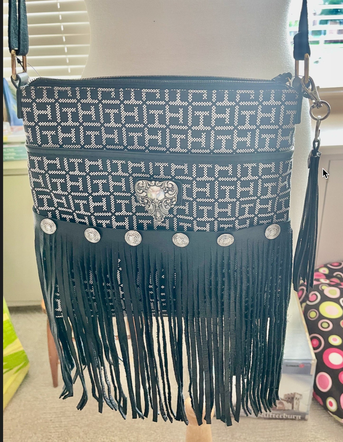 Leather Fringe Turquoise, 10" length with 1/2" bias at top, Made in USA, Sold by the FOOT (12 inches) C1027/39