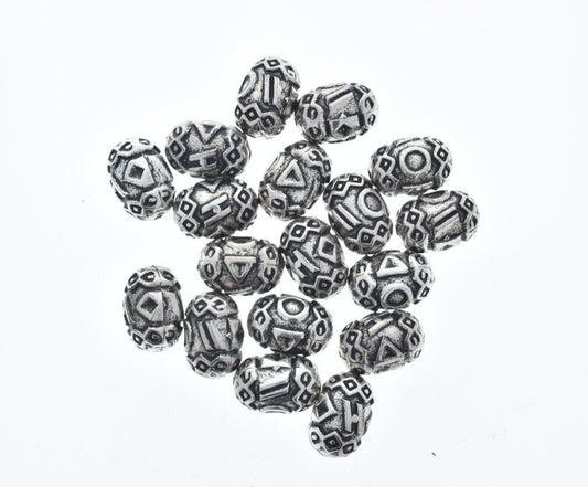 Rune Viking Norse Celtic Beads, Silver antique, 20x15mm, about 15 beads per 12 inch strand