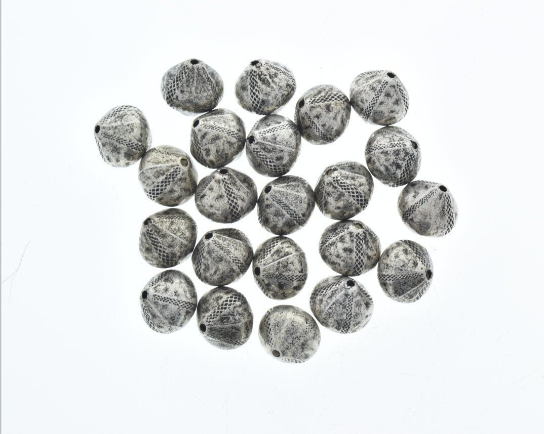 Cone spacer beads 14mm x 9mm Vintage Classic Silver Persian Bicone Beads, 12in str, 22 beads per strand 08429.95