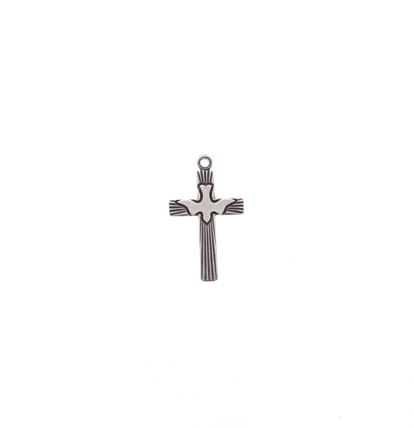 Classic Silver Medium Dove Cross Charm, 12x18mm, pack of 6