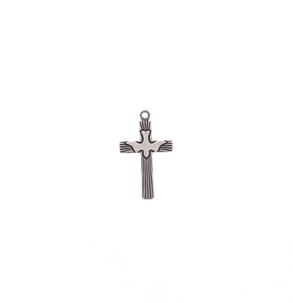 Classic Silver Medium Dove Cross Charm, 12x18mm, pack of 6