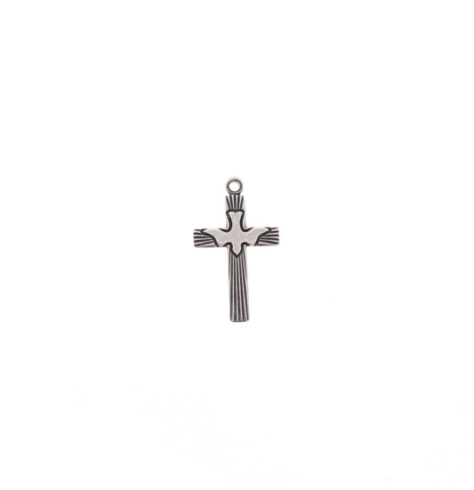 Classic Silver Medium Dove Cross Charm, 12x18mm, pack of 6