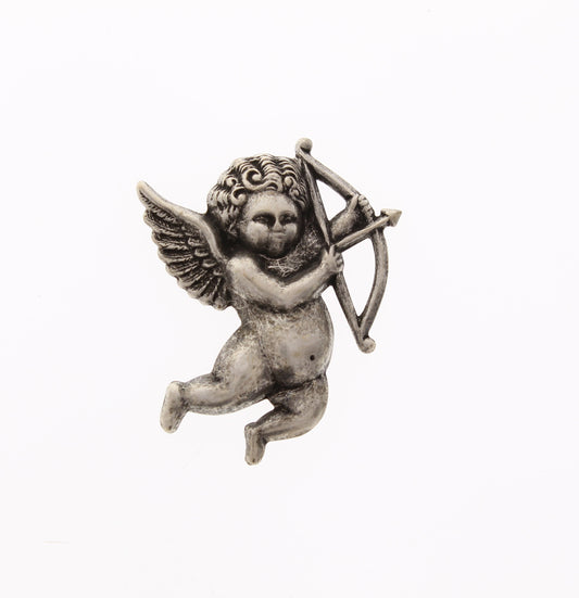 Antique Silver Finish Cherub w/ Bow, 36x42mm, pack of 6