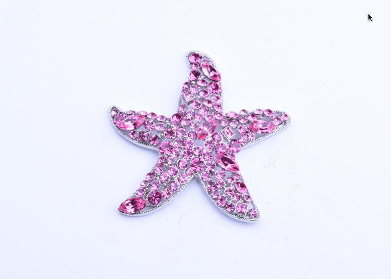 66mm (2.6in) Glass crystal Starfish Brooch, each