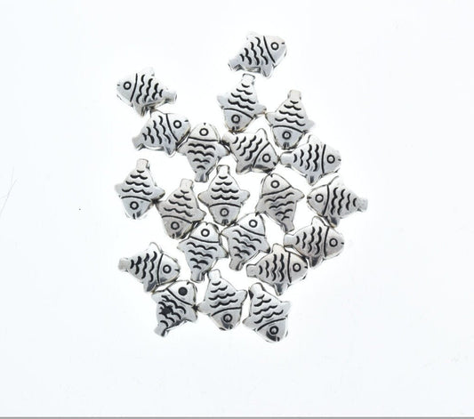 Fish Beads, 15mm, Classic Silver, pack of 21