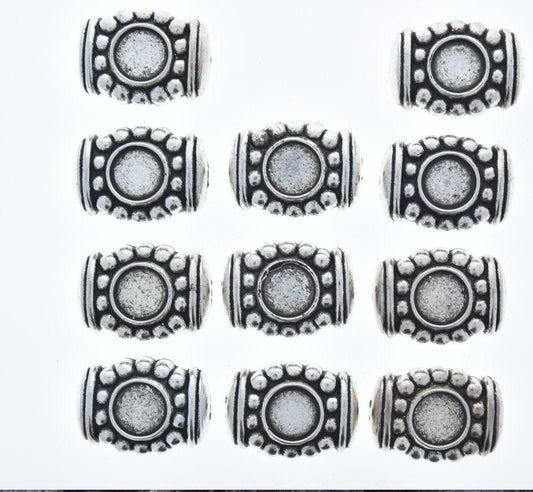 Lagos Inspired Bezel Bead 27mm x 20mm x 11mm, Classic Silver, with 8mm Bezel, pack of 11 Beads