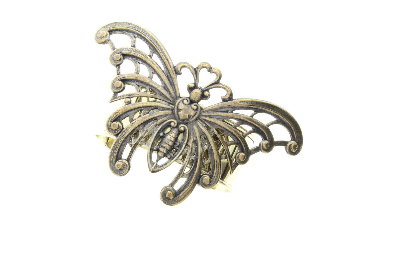 Butterfly Cuff Bracelet, 4" wide, adjustable, Antique gold, handmade in USA, each
