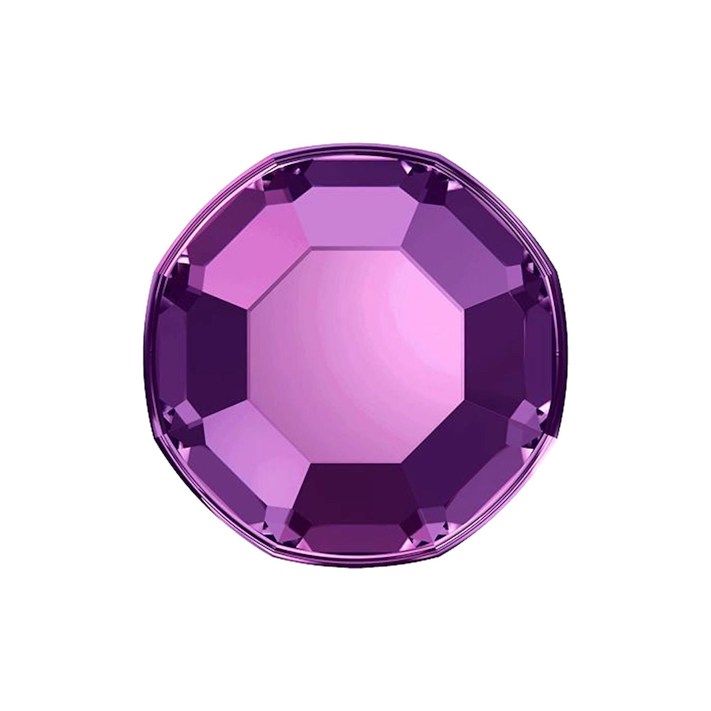 8mm Swarovski Crystal Amethyst (purple) Rhinestone Cabochon, #2000 SS38, faceted, foil flat back, pack of 12