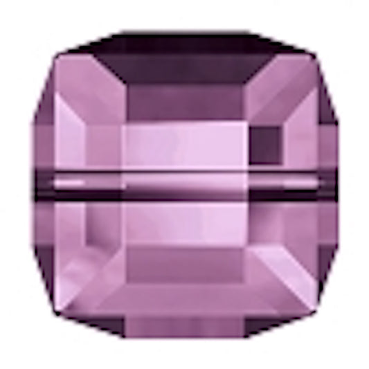 Swarovski Crystal Square Bead, 8mm, 6mm, 4mm, Light Amethyst (purple), #5601 Faceted Cube Shape, pack of 6 or 12