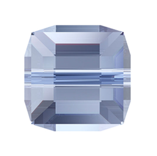 Swarovski Crystal Square Bead, 8mm, 4mm, Light Sapphire (blue), #5601 Faceted, pack of 4 or 12