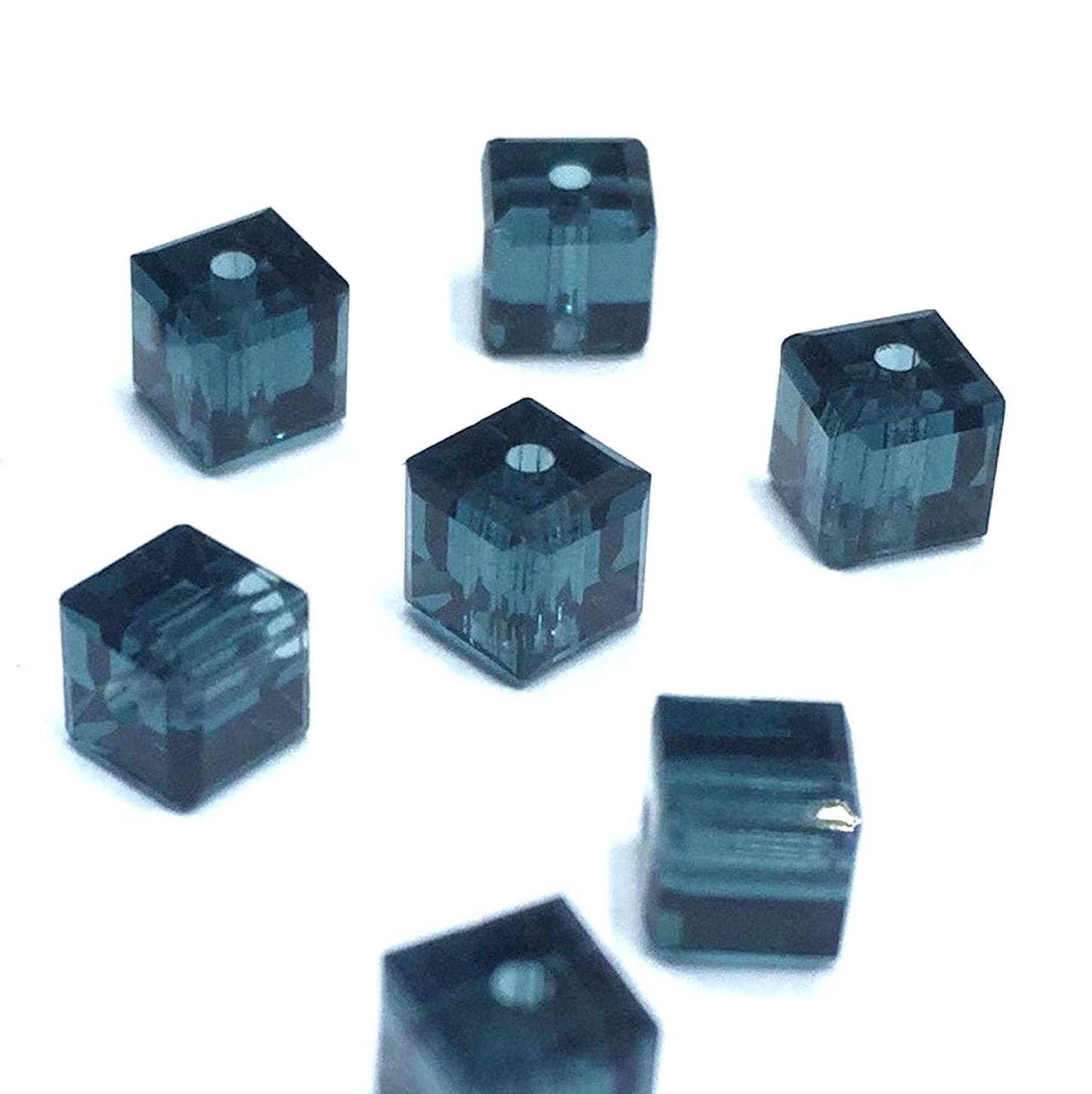 Swarovski Crystal Square Bead, 6mm, 4mm, Montana (blue), #5601 Faceted Cube Shape, pack of 6 or 12