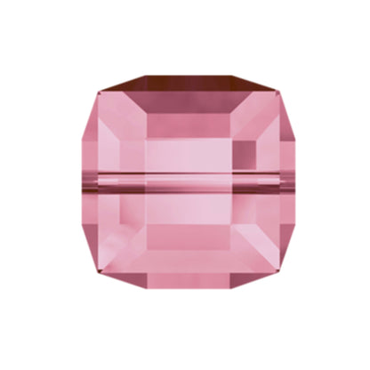 Swarovski Crystal Square Bead, Light Rose (pink) 6mm, #5601 Faceted Cube Shape, pack of 6