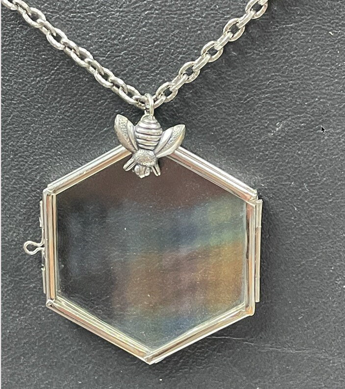 Hexagon Pendant necklace , 18" chain, silver , brass or , copper finish , sold by each