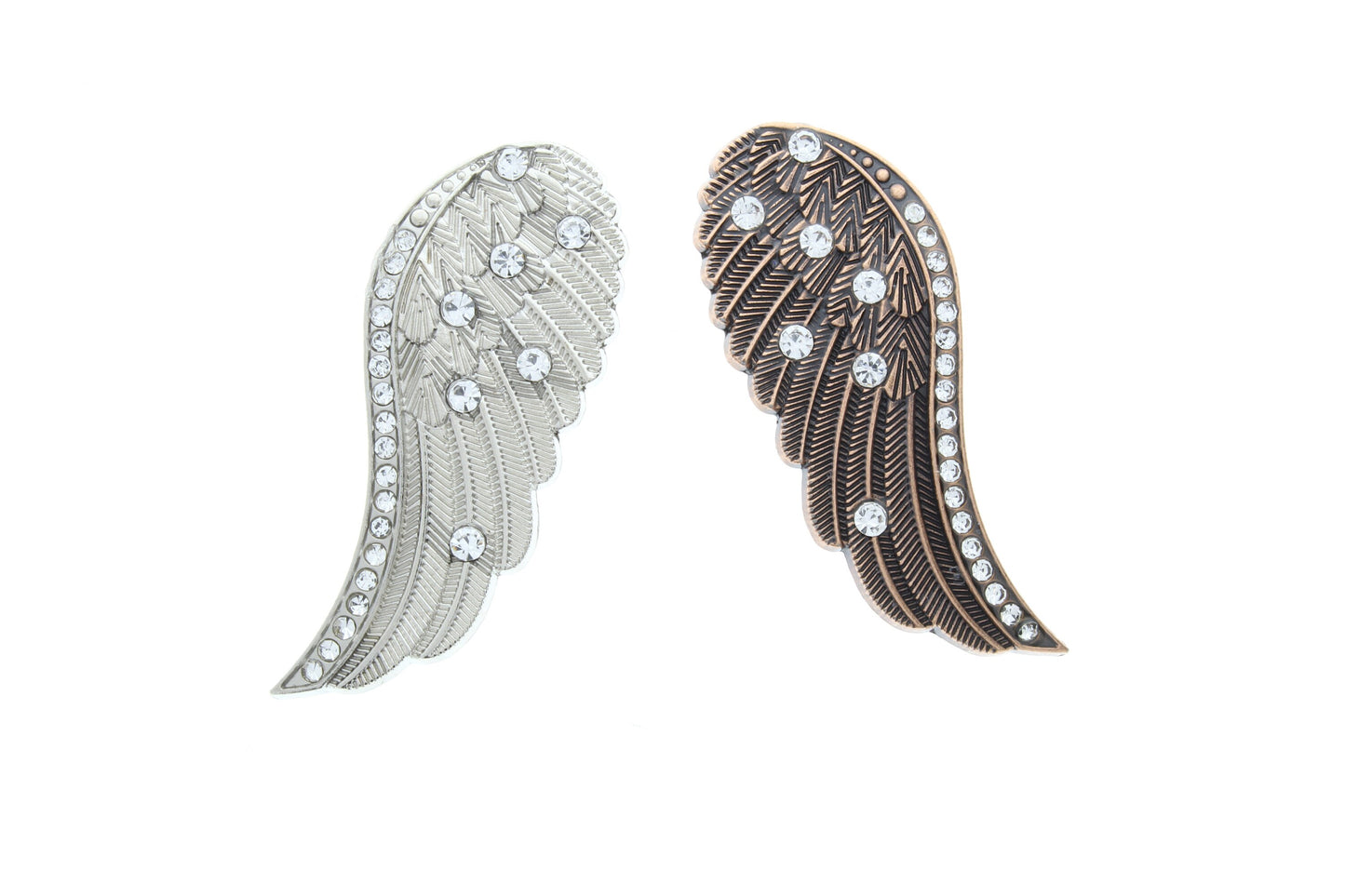 Wing concho, crystal inlay stones, screw on, 1 right and 1 left, Copper or Silver finish, 1 pair