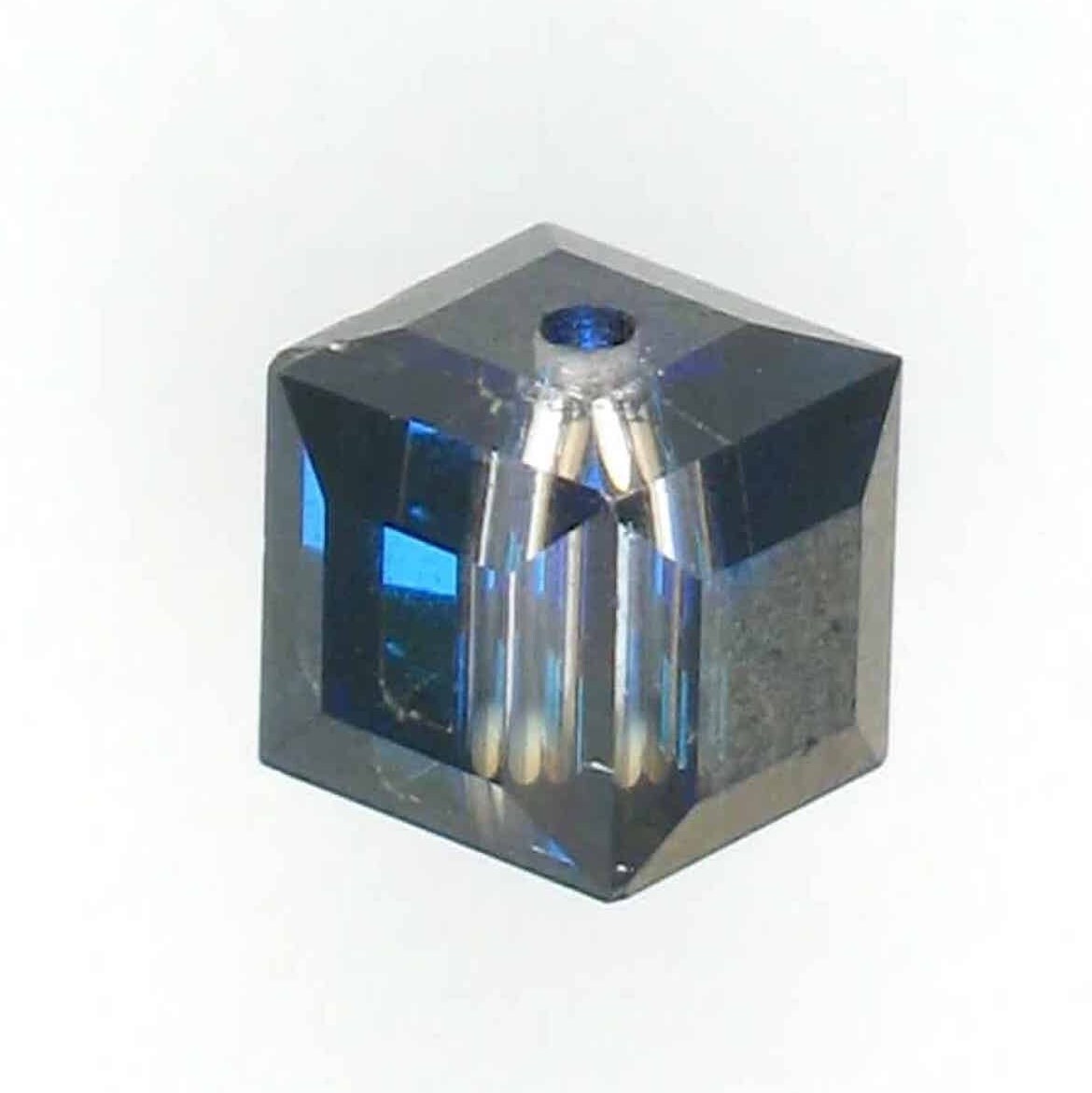 Swarovski Crystal Square Bead, 10mm, 6mm, 4mm, Bermuda Blue, #5601 Faceted Cube Shape, pack of 6 or 12