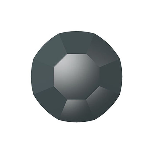 11mm Swarovski Crystal Jet Hematite (metallic black) Rhinestone Cabochon, #2000 SS48, faceted, foil flat back, pack of 6