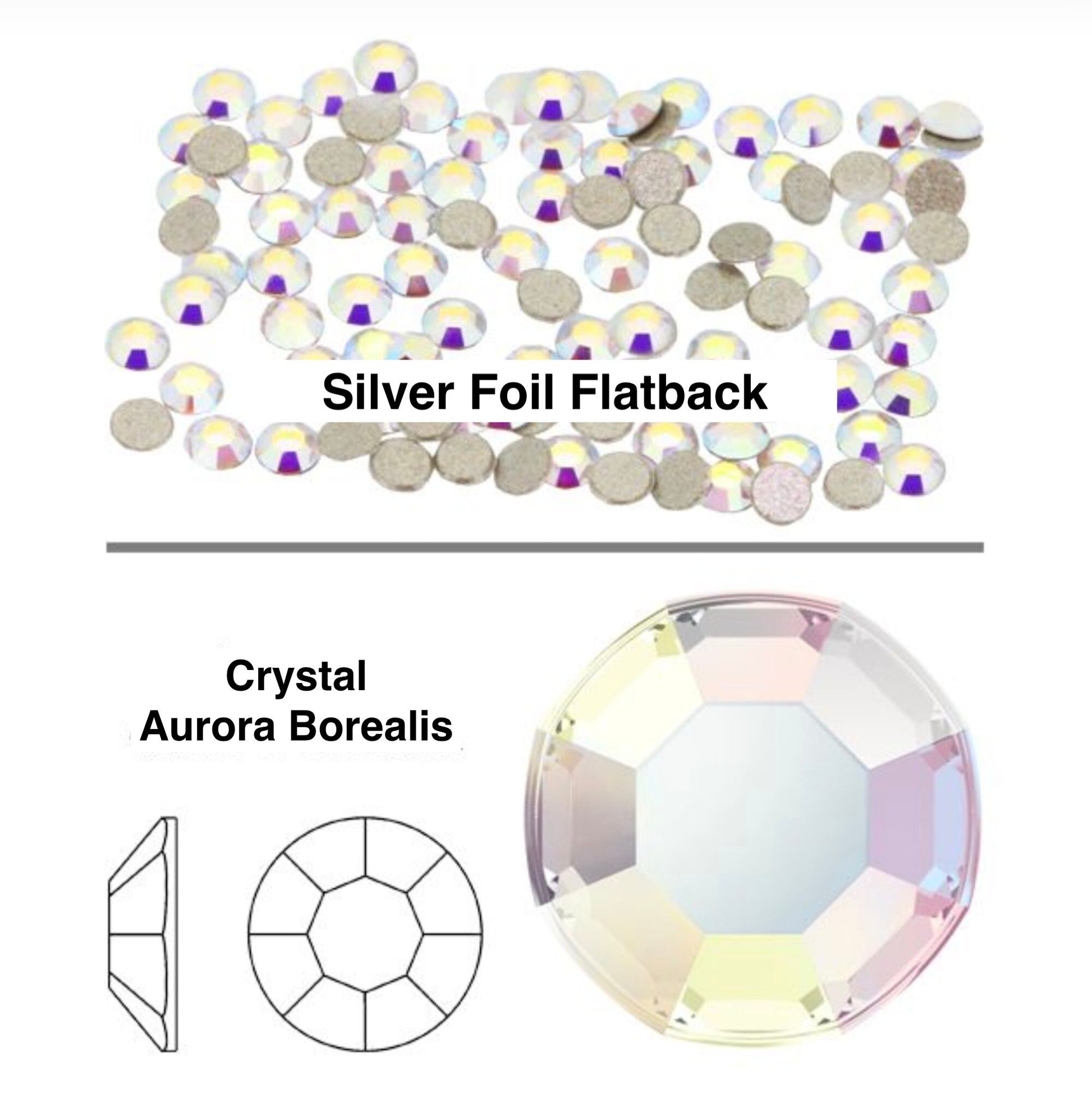 3mm Swarovski Crystal Rhinestone Cabochon, Crystal AB (aurora borealis), #2058 SS12, faceted, foil flat back, pack of 24