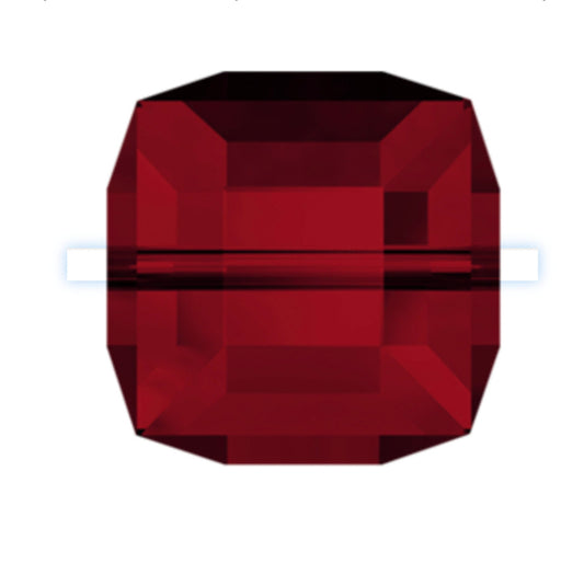 Swarovski Crystal Square Bead, Siam (red) 4mm, #5601 Faceted Cube Shape, pack of 12