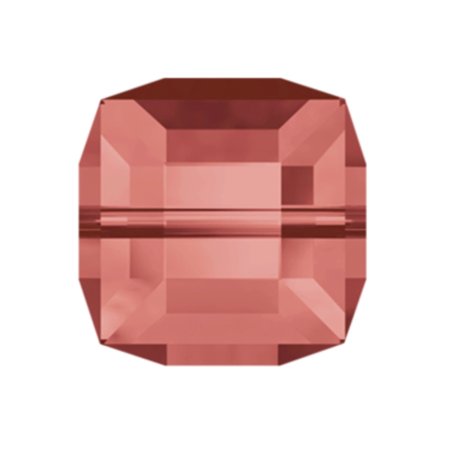 Swarovski Crystal Square Bead, 8mm, 6mm, 4mm, Padparadscha, #5601 Faceted Cube Shape, pack of 6 or 12