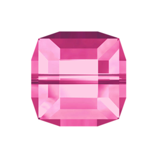 Swarovski Crystal Square Bead, Rose (pink) 4mm, #5601 Faceted, pack of 12