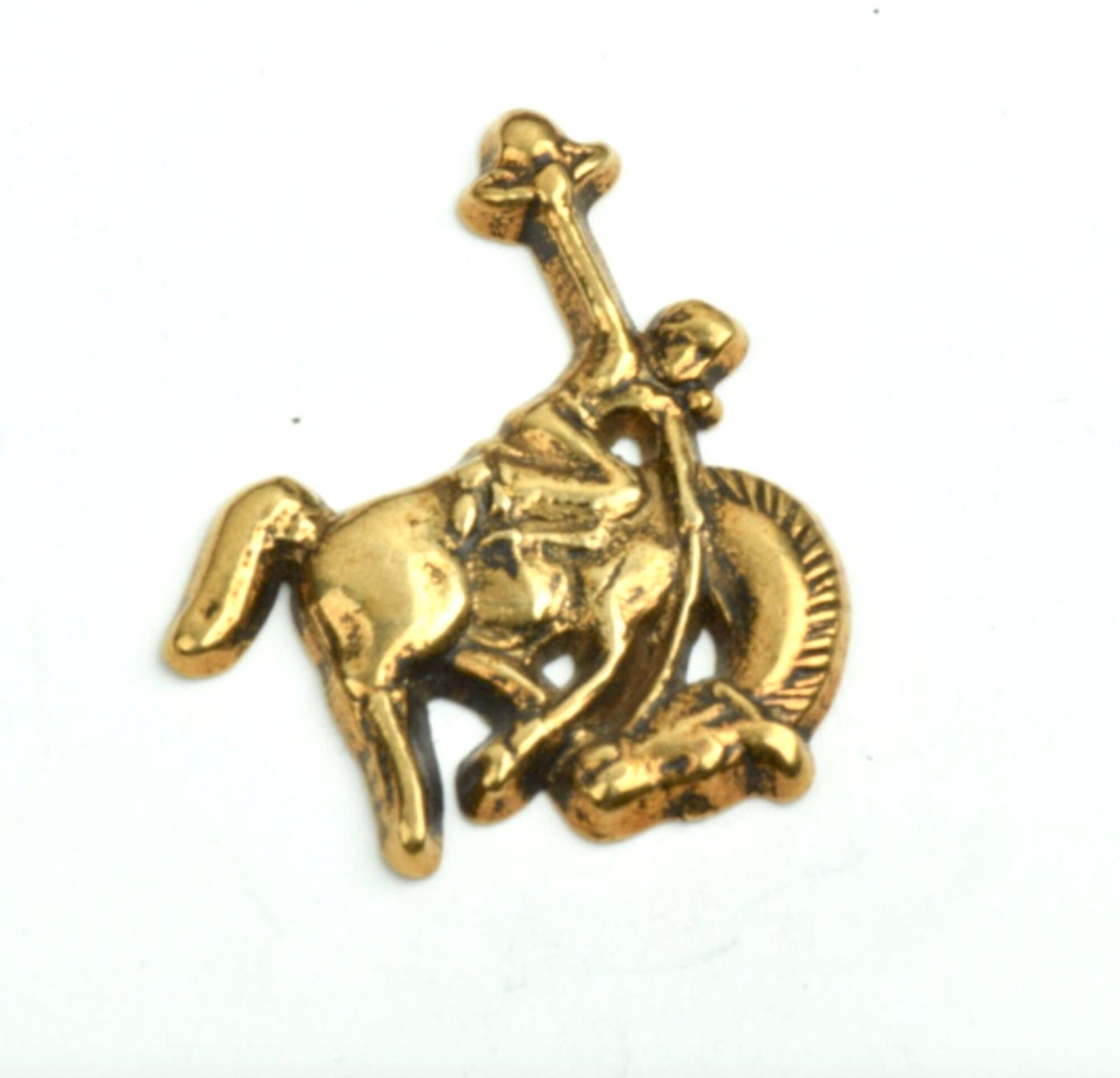 Vintage Bronc Buster Bucking Horse and Cowboy Cabochon, flat back, 31x36mm, Antique Silver or Antique Gold, pack of 6