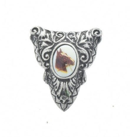 46mm Vintage Horse Limoges Cameo  Pendant or Pin, Made in USA, Vintage Gold or Classic Silver