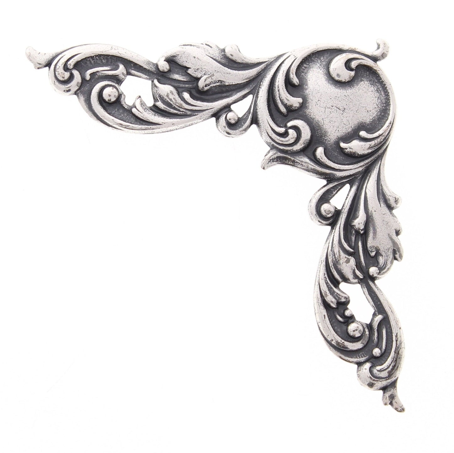 46mm Filigree Book or Frame Metal Corner, Classic Silver, Antique Silver or Rustic Finish, Made in USA, pack of 6