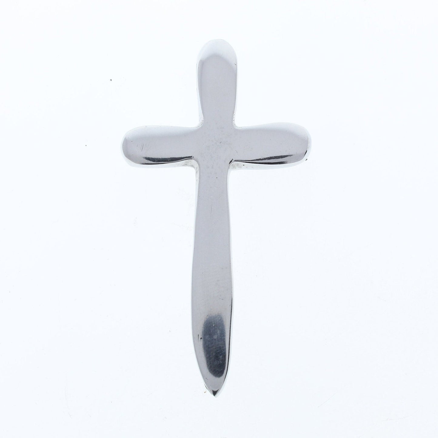 Pendant 3.25x1.75in. Cross Pendant w/drilled at top, Polished Aluminum Silver, each