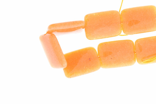 Citrus Orange Jade Beads, 25x18mm cushion rectangle, Semi-precious, pack of 7 beads