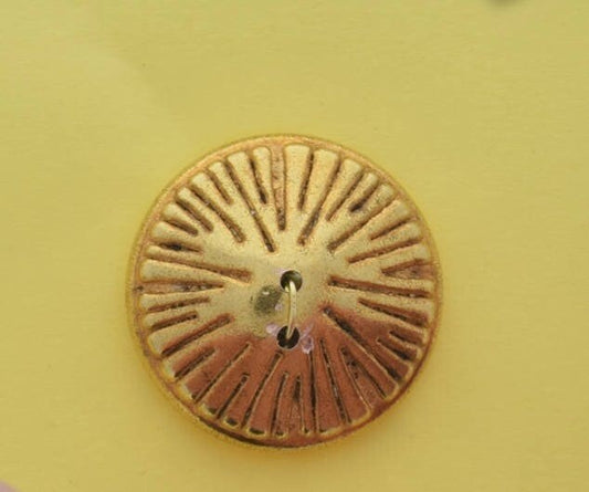 Vintage Button, 2 hole, 24mm,  Gold    plated antique plated, made in Germany sold 3 each OB9967G