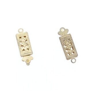 Necklace Bracelet Box clasp, 16mm long x 6mm wide, gold or silver, Pack of 6