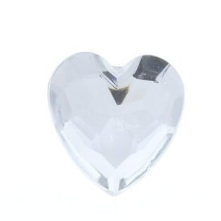 Flat Back 20mm x 20mm Crystal Faceted Heart Cabochon, lucite, pack of 12