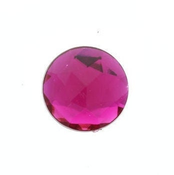 20mm Faceted Pink Lucite Flat back Round Cabochon, Fuchsia, pack of 12