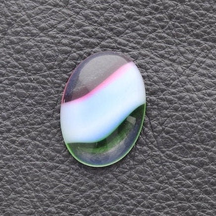 Vintage Glass Cabochon, Marble white, green, pink, 25mm x 18mm, Pack of 2