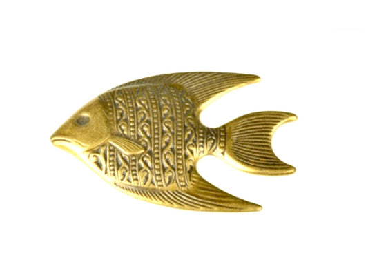 Fish Charm, left face, 30mm, antique silver or antique gold, Made in USA, pack of 6