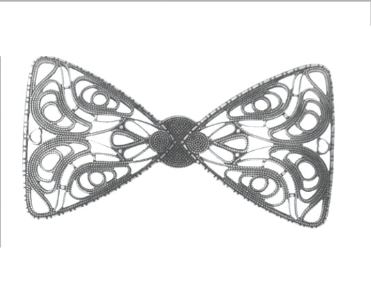 Vintage Large Filigree Bow, 75x40mm (3" x 1.6") Antique gold or antique silver, Made in USA, pack of 2 or a 144.