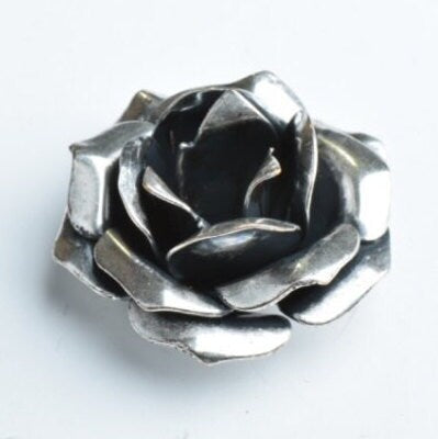 32mm Hand Crafted Metal Flower, Made in USA, silver plate, Each