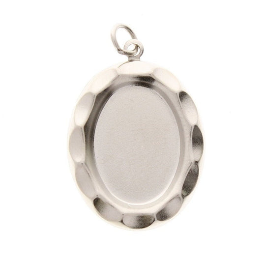 Bezel Stampings, Vintage Silver, 18mm x 13mm  stone setting oval, Made in USA, Pack of 6