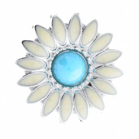 Daisy Sunflower Concho, .75 Inch screw back, silver with white and Turquoise enamel, Each