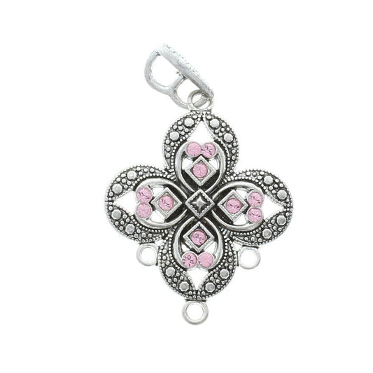 Marcasite Chandelier Earring Charm or Connector, 26mm, Rose Pink Swarovski Crystals, 1 each (P3002 PK)