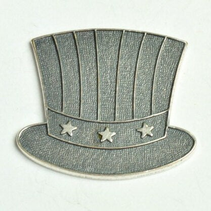 Patriotic Uncle Sam Hat charm, antique silver, 30mm or 17mm, Made in USA, pack of 6