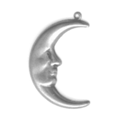 32mm Man on the Moon Face Charm, antique gold or classic silver, vintage, Made in USA, Pack of 6