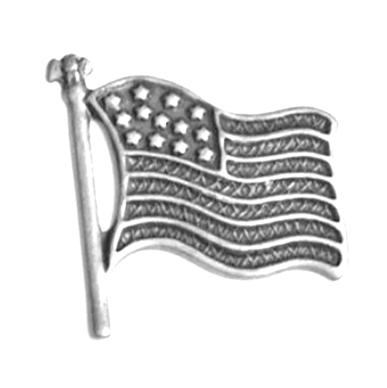 American Flag Charm, Vintage, antique gold or classic silver, Made in USA, pack of 6