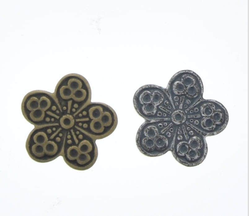 Brass petals, 12mm 2 finishes, solid brass  03681