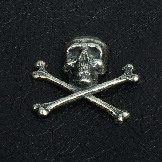 Skull and Crossbones Charm, 21mm, Jolly Roger, Classic Silver, pack of 6