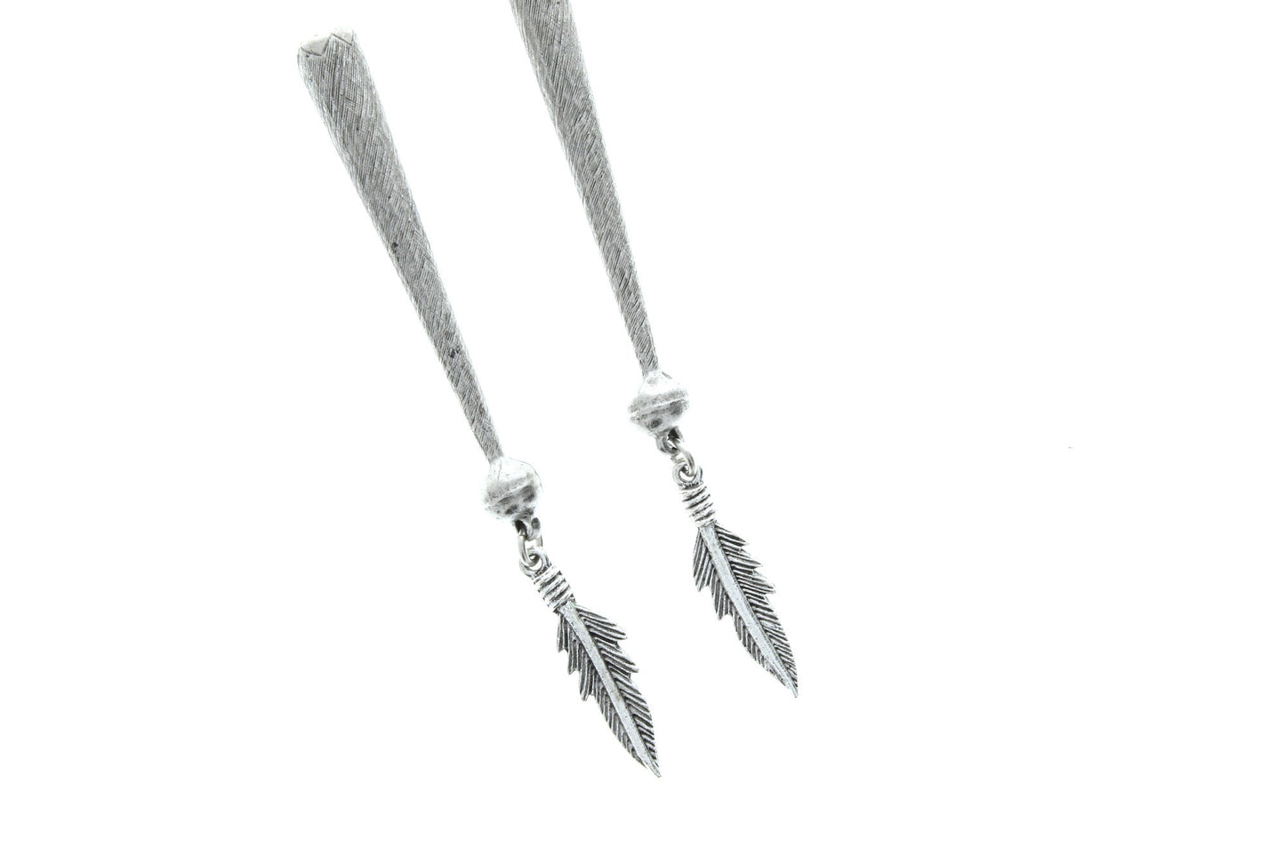 Feather Dangle Bolo Tips, Antique silver, Made in USA, Pack of 2