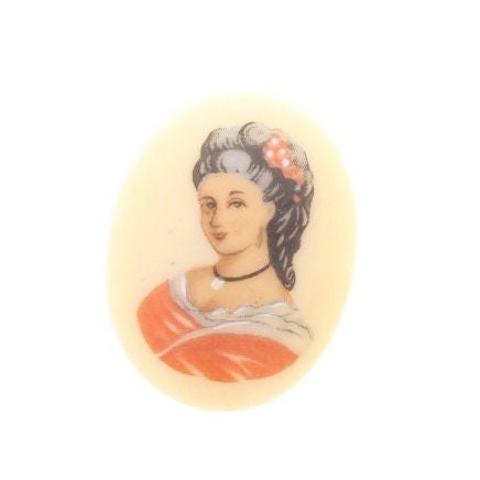 Glass Cameo Cabochon,  Latina lady, 24mm x 30mm, Pack of 2