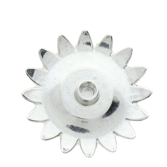 Daisy Flower Concho,1.25 Inch screw on, silver with white, yellow enamel, Each