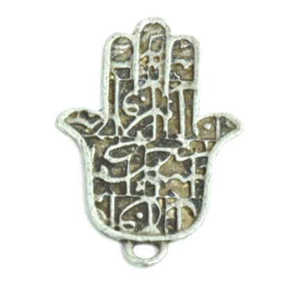 Hamsa hand charm, 36mm, 48mm or 58mm, cast and plated antique silver, pack of 3