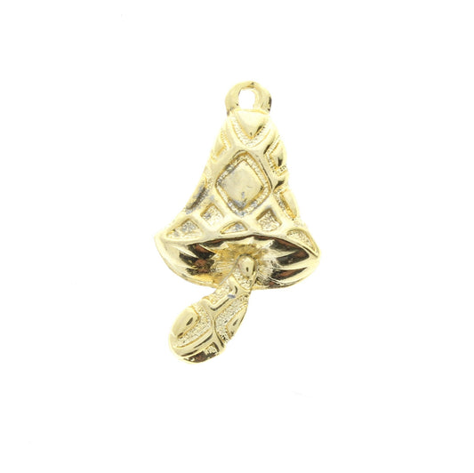 35mm Toadstool Mushroom Charm, Hamilton gold, Made in USA, pack of 3